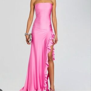 pink strapless retrofete dress